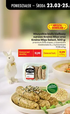 Kiełbasa biała surowa z czosnkiem niedźwiedzim promocja w Biedronka