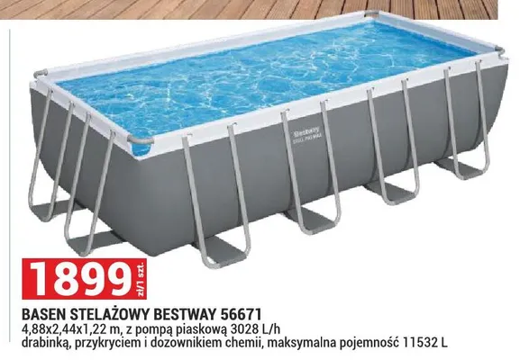 Basen stelażowy Bestway 4,88x2,44x1,22 m promocja w Merkury Market