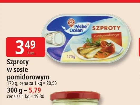 Szproty w sosie pomidorowym Pêche Océan promocja w Leclerc