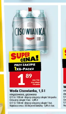 Woda gazowana Cisowianka 1,5 l promocja w Twój Market