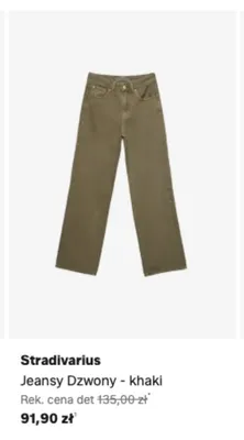 Jeansy dzwony Stradivarius khaki promocja w Lounge by Zalando