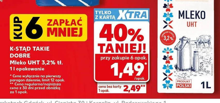 Mleko UHT 3,2% tł. Stąd takie Dobre! promocja w Kaufland