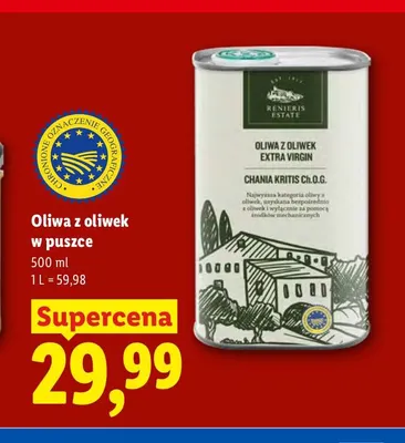 Oliwa z oliwek w puszce Renieris Estate promocja w Lidl