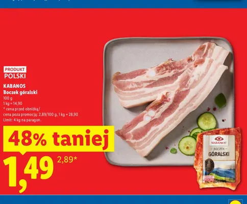 Boczek góralski Kabanos promocja w Lidl