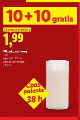 Wkład parafinowy czas palenia 38 h promocja w Lidl