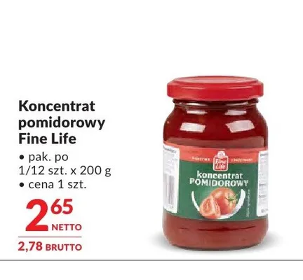 Koncentrat pomidorowy Fine Life promocja w Makro