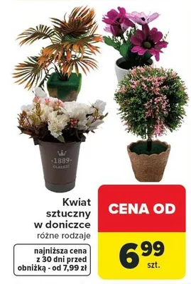 Kwiat sztuczny w doniczce różne rodzaje promocja w Carrefour