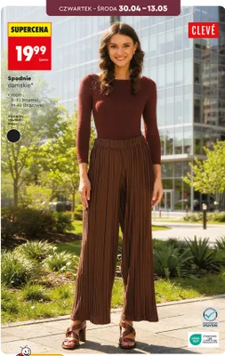 Spodnie damskie Clevé rozm. S-XL czarne M-XL brązowe promocja w Biedronka