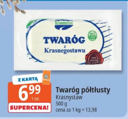 Twaróg półtłusty klinek Piątnica promocja w Leclerc