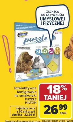 Interaktywna łamigłówka na smakołyki Puzzle Hilton promocja w Carrefour Market