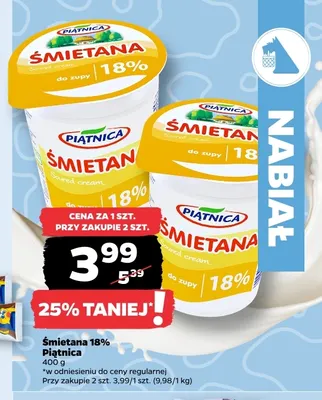 Śmietana Piątnica 18% promocja w Netto