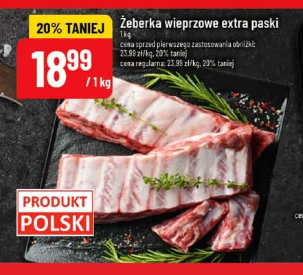 Żeberka wieprzowe extra paski promocja w POLOmarket