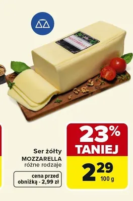 Ser żółty Mozzarella promocja w Carrefour Market