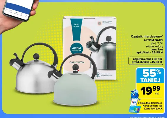 Czajnik nierdzewny Altom Daily 2,5 l promocja w Carrefour Market