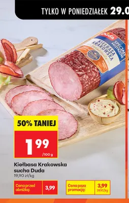 Kiełbasa Krakowska sucha Duda promocja w Biedronka