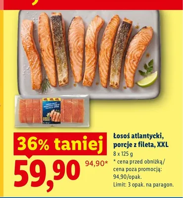 Łosoś atlantycki porcje z fileta XXL 8-pak promocja w Lidl