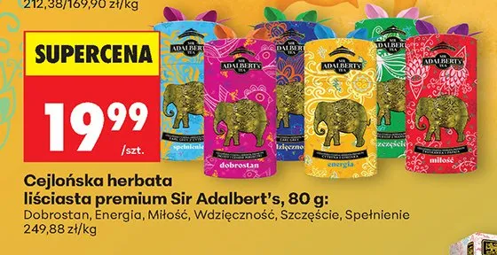 Cejlońska herbata liściasta premium Sir Adalbert's Energia promocja w Biedronka