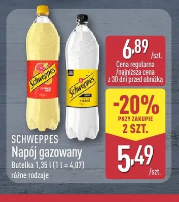 Napój gazowany Schweppes Zero Tonic promocja w Aldi