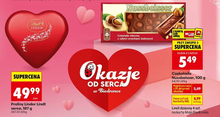 Praliny Lindor Lindt serce promocja w Biedronka