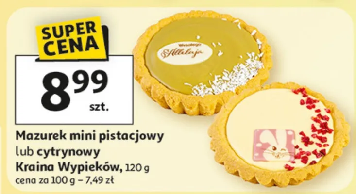 Mazurek mini pistacjowy lub cytrynowy Krainy Wypieków promocja w Auchan