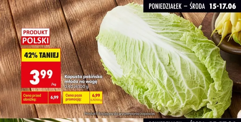Kapusta pekińska młoda polska promocja w Biedronka