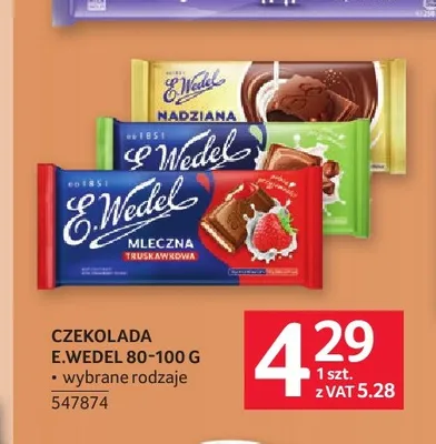 Czekolada mleczna truskawkowa E.Wedel promocja w Selgros