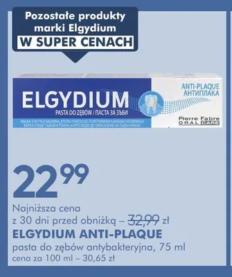 Pasta do zębów antybakteryjna ELGYDIUM ANTI-PLAQUE promocja w Super-Pharm
