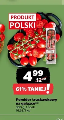 Pomidor truskawkowy na gałązce promocja w Netto