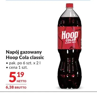 Napój gazowany Hoop Cola classic promocja w Makro
