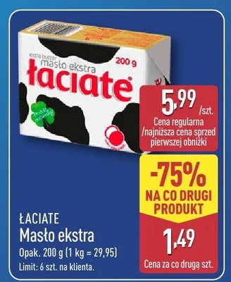 Masło ekstra Łaciate promocja w Aldi