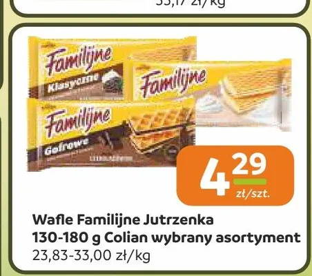 Wafle Familijne Jutrzenka Colian 130-180g promocja w Społem Częstochowa