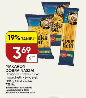 Makaron kolanko Dobra Nasza! promocja w Chata Polska