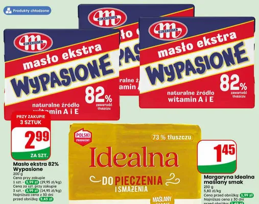 Masło ekstra 82% Wypasione Mlekovita promocja w Dino