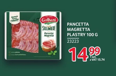Pancetta Magretta w plastrach Galbani promocja w Selgros