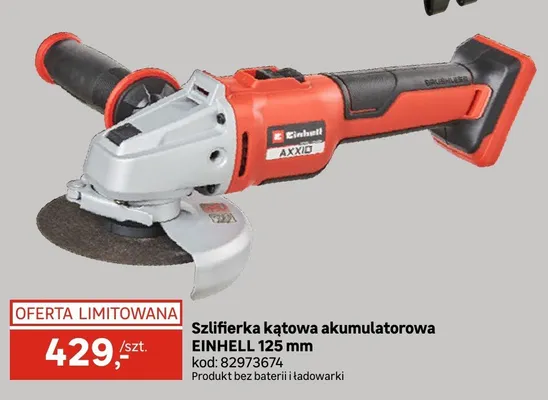 Szlifierka kątowa akumulatorowa EINHELL 125mm promocja w Leroy Merlin