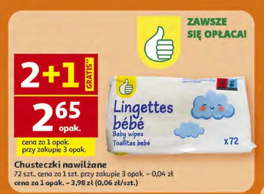 Chusteczki nawilżane promocja w Auchan