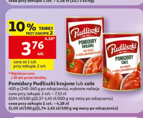 Pomidory Pudliszki krojone promocja w Auchan