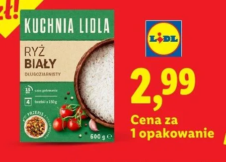 Ryż biały długoziarnisty Kuchnia Lidla 4-pak 150g promocja w Lidl
