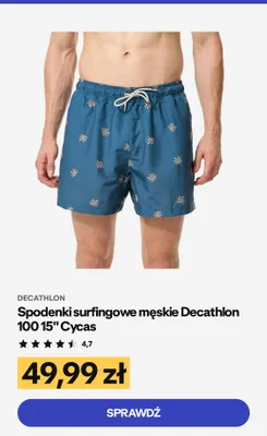Spodenki surfingowe męskie Decathlon 100 15" Cycas promocja w Decathlon