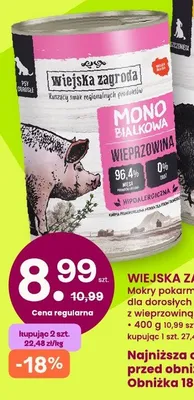 Mokry pokarm monobiałkowy dla dorosłych psów wieprzowina wiejska zagroda promocja w Frisco