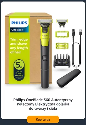 Golarka elektryczna do twarzy i ciała Philips OneBlade 360 Autentyczny Połączony promocja w Amazon