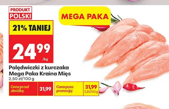Polędwiczki z kurczaka Mega Paka Kraina Mięs promocja w Biedronka