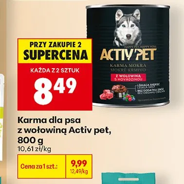Karma dla psa z wołowiną Activ Pet promocja w Biedronka