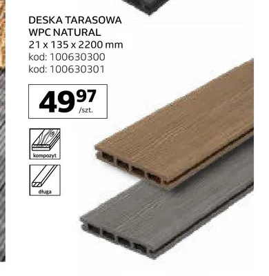 Deska tarasowa WPC Natural 21x135x2200 mm promocja w Komfort