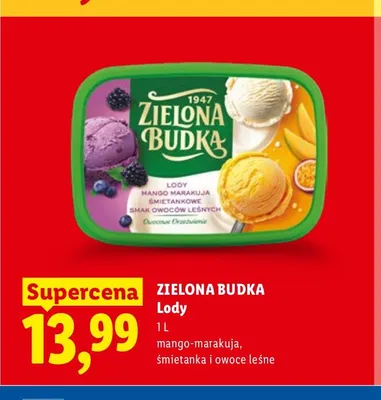 Lody mango-marakuja śmietanka i owoce leśne Zielona Budka promocja w Lidl