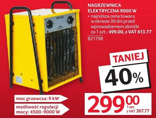 Nagrzewnica elektryczna 9000W promocja w Selgros