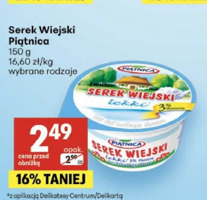 Serek Wiejski Piątnica promocja w Delikatesy Centrum