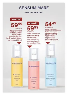 Mikrobiotyczny tonik łagodzący do twarzy Sensum Mare Algotonic promocja w Ziko Dermo