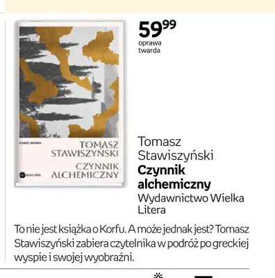 Książka Czynnik alchemiczny Tomasz Stawiszyński promocja w Empik