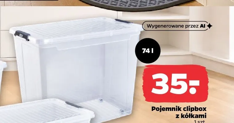 Pojemnik clipbox z kółkami Keeeper 74 l promocja w Netto